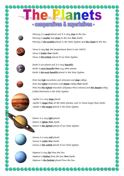 Planet Fact Sheets For Kids