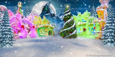 Backdrops: Whoville 2 Tree | Christmas backdrops, Christmas stage, Office christmas decorations