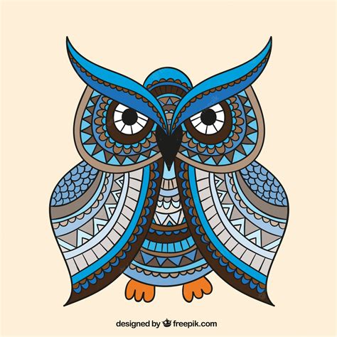 Premium Vector | Blue owl with ornaments