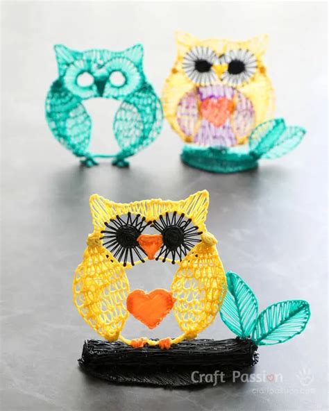 3D Pen Owl Drawing - With Video & Free Template | Craft Passion