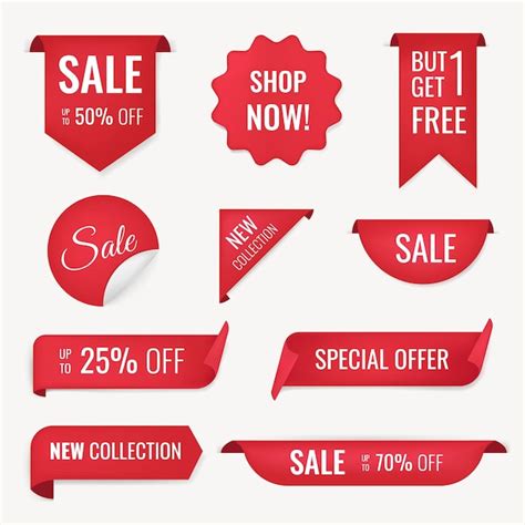 Free Vector | Sale banner sticker, blank vector shopping clipart set