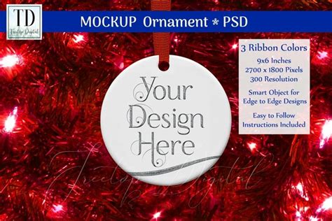 Round Christmas Ornament Mockup, Sublimation (385762)