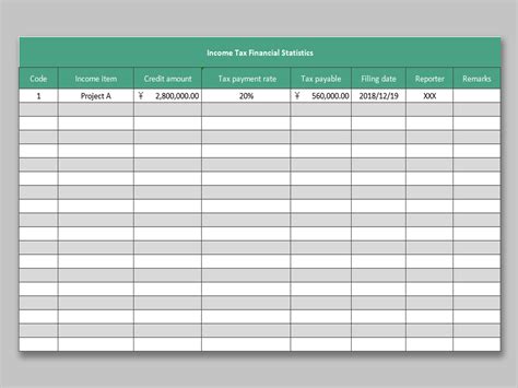 EXCEL of Income Tax Financial Statistics.xlsx | WPS Free Templates