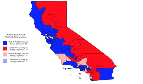 Partisan Breakdown of California State Assembly : r/MapPorn