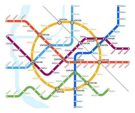 Metro, underground and subway line stations map 13212763 Vector Art at ...