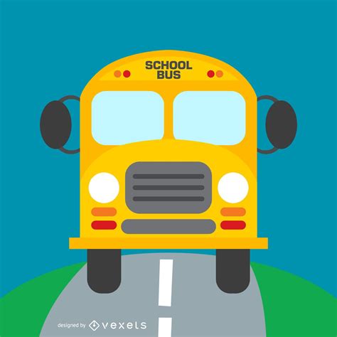 School Bus On Road Illustration Vector Download