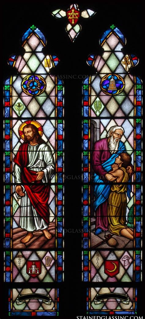 "Sorrows and Prodigal Son" Religious Stained Glass Window