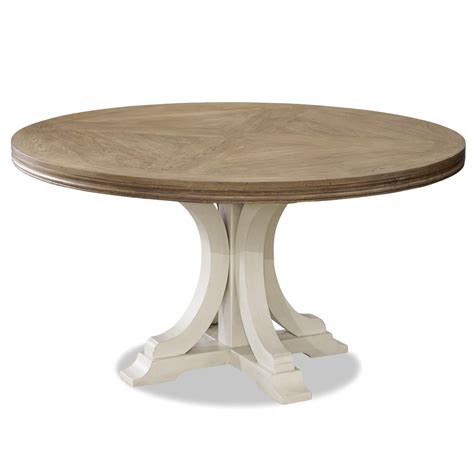 French Modern White Wood Pedestal Round Dining Table 58" | Zin Home