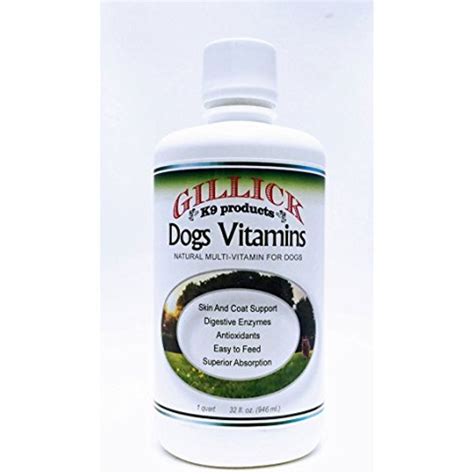 Gillick Liquid Dog Vitamins All-Natural multivitamin Supplement for All Dogs Senior and Puppies ...