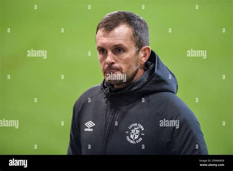 Nathan Jones manager of Luton Town talks to media Stock Photo - Alamy