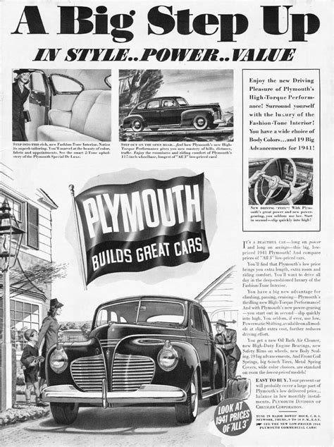 Chrysler magazine ads from 1940s