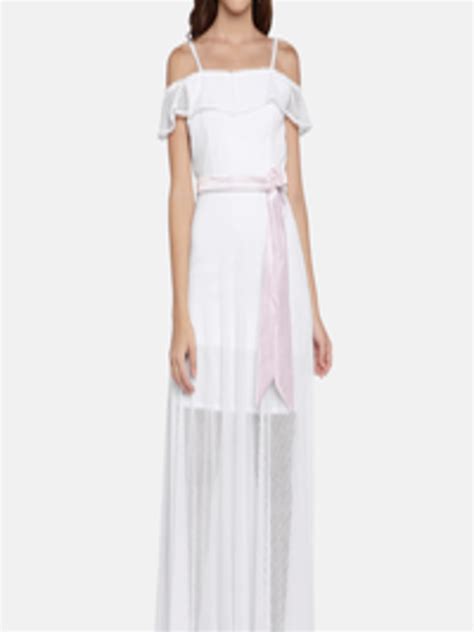 Buy Khwaab Women White Self Design Maxi Dress - Dresses for Women 8651283 | Myntra