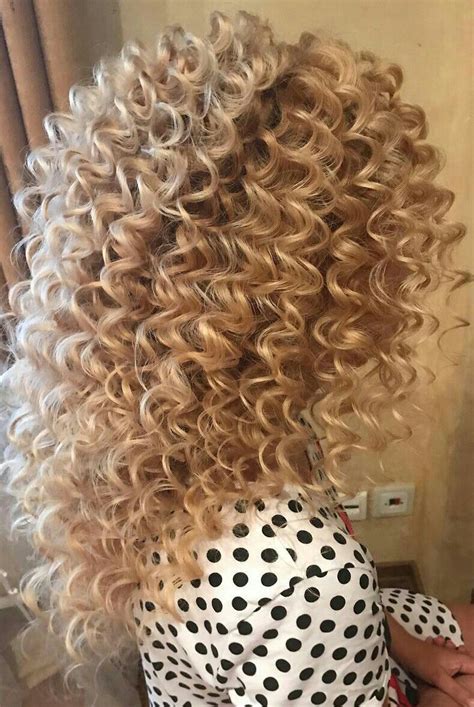 Medium blonde highlights hair color #spiral #perm happy curl #avedaibw ...