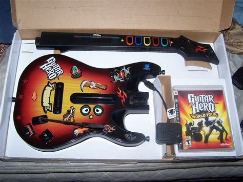 PS3 Guitar Hero World Tour Bundle Sunburst Wireless Guitar Controller w ...