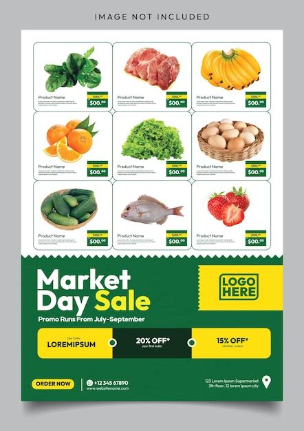 Premium Vector | Informative flyer template design for grocery store