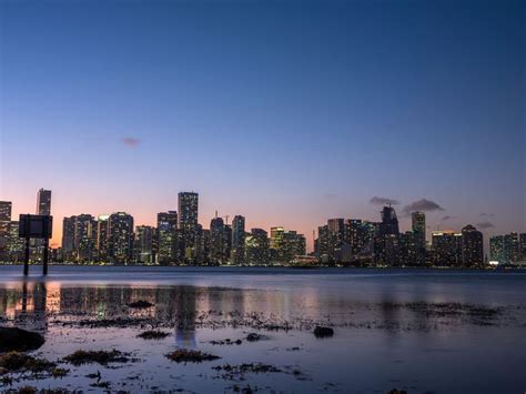 Miami Beach Sunrise: Skyline Reflection - HDRi Maps and Backplates