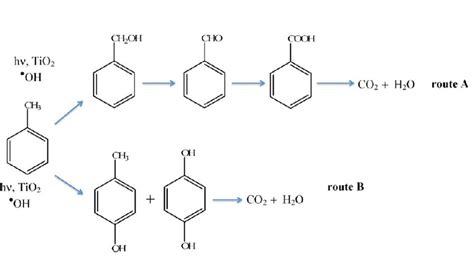 Toluene oxidation reaction pathway [22]. | Download Scientific Diagram