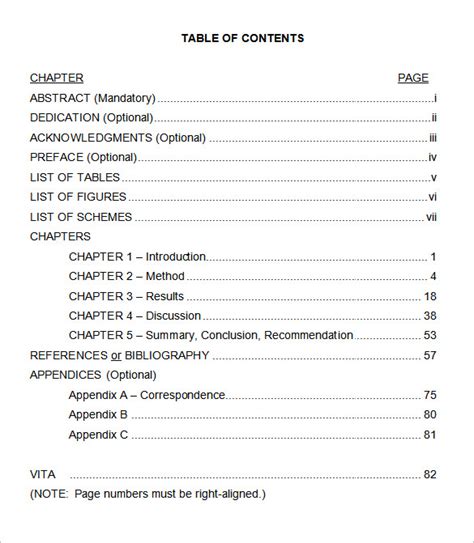 Table Of Contents Template | Business Mentor