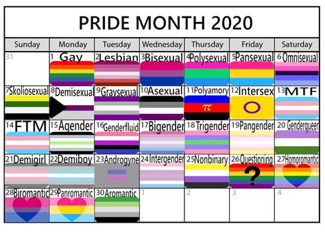 Pride Month Calendar 2024 - Franni Marybeth