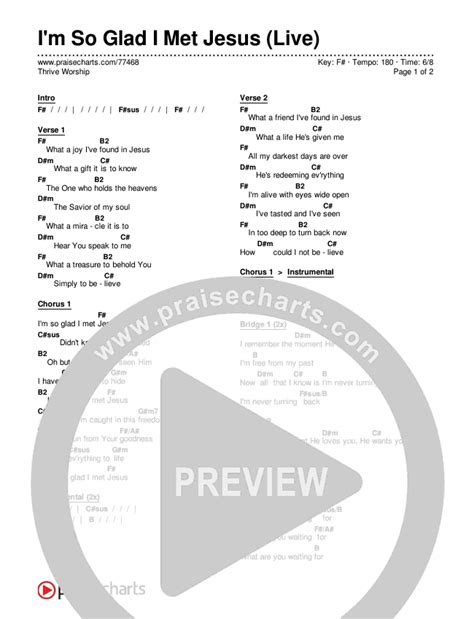 I'm So Glad I Met Jesus (Live) Chords PDF (Thrive Worship) - PraiseCharts