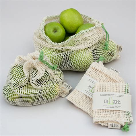 Mesh produce bag . Fruit bag . Veggiebag - Kradan Coconut - Tote Stories