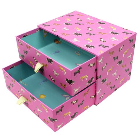 pink horses two drawer storage box by milly green | notonthehighstreet.com