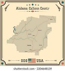 Large Accurate Map Calhoun County Alabama Stock Vector (Royalty Free ...