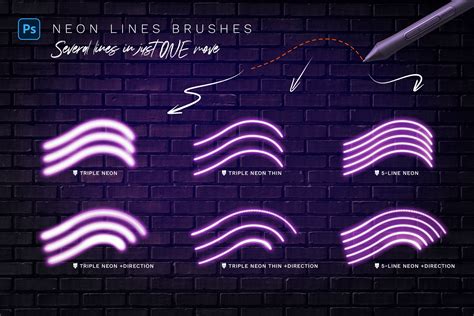 Glowing Neon Photoshop Brushes - Design Cuts