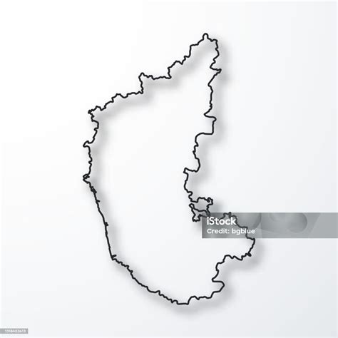 Karnataka Map Black Outline With Shadow On White Background Stock Illustration - Download Image ...