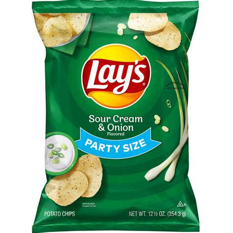 Lay's Sour Cream & Onion Flavored Potato Chips, Party Size, 12.5 oz Bag ...