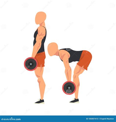 Man Doing Dumbbell Deadlift in Two Steps, Male Athlete Doing Sports for Fit Body, Buttock ...