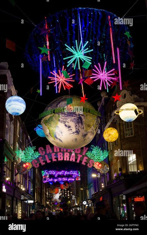 Christmas Lights Illuminations Carnaby Street West End London Stock ...