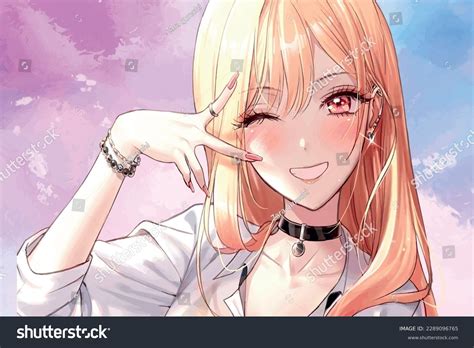 Cute Anime Girl Red Eyes Stock Vector (Royalty Free) 2289096765 ...