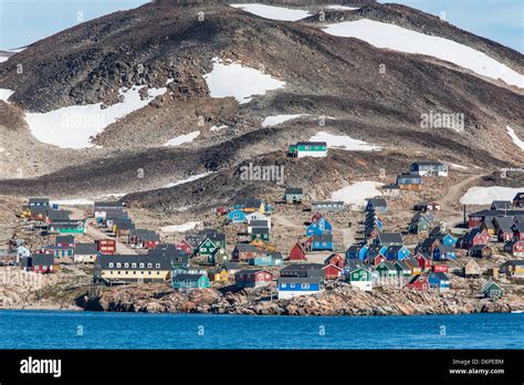 Inuit village, Ittoqqortoormiit, Scoresbysund, Northeast Greenland ...