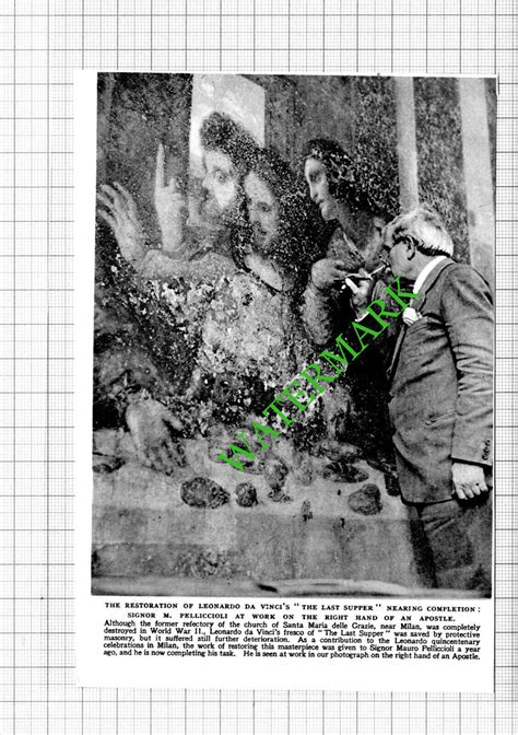 Signor M Pelliccioli Leonardo da Vinci Last Supper Restoration - 1953 Cutting on eBid United ...