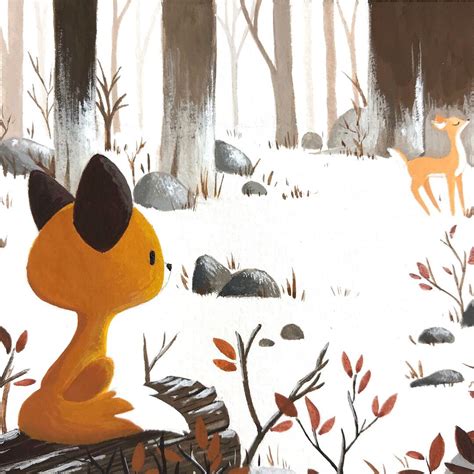 Little fox and the deer on Behance (With images) | Fox illustration ...