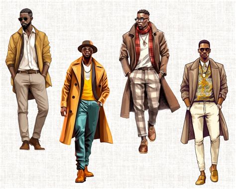 Handsome Men Clipart Fashion Men Clipart African American - Etsy