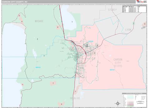 Carson City County, NV Wall Map Premium Style by MarketMAPS