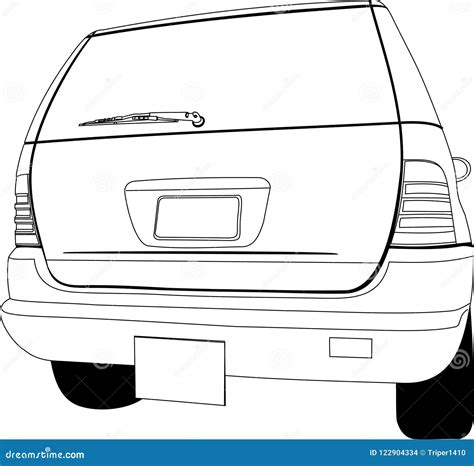 Car back view outline stock illustration. Illustration of back - 122904334