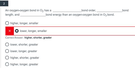 Solved 2 _bond An oxygen-oxygen bond in O2 has a bond order, | Chegg.com