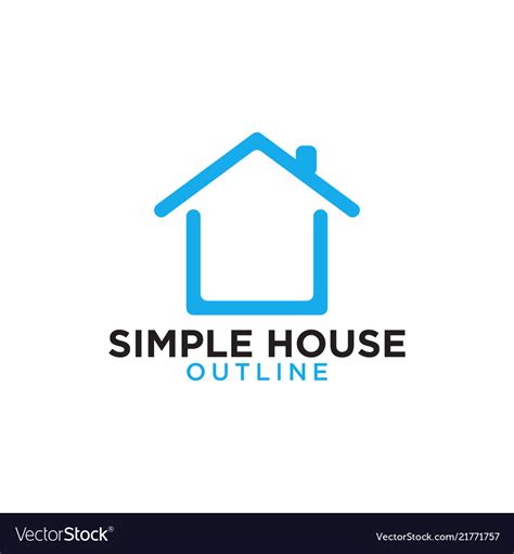 Simple line art blue house logo design template Vector Image