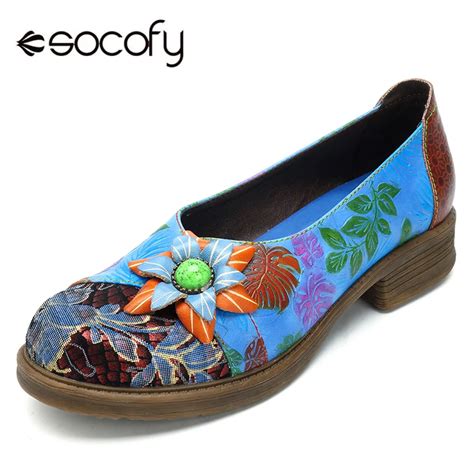 Socofy Basic Flats Genuine Leather Women Shoes Vintage Bohemian Slip on ...