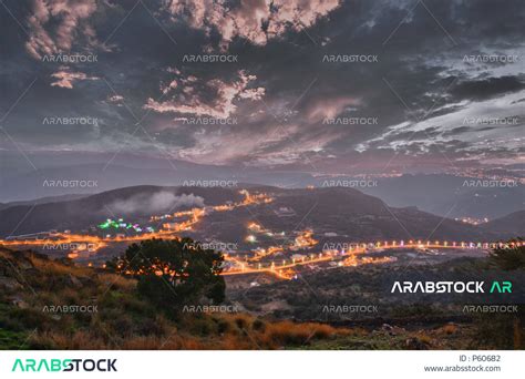 Mountains and heights in Abha, Saudi Arabia, the beauty of the cloudy ...