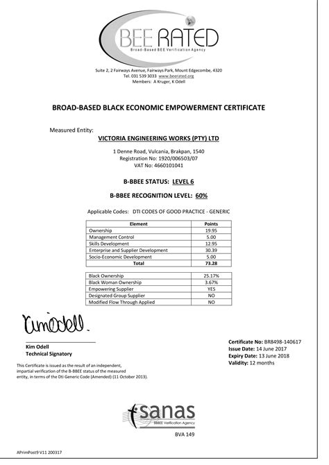 B-BBEE | Victoria Engineering SA