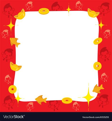 Monkey with chinese new year border Royalty Free Vector