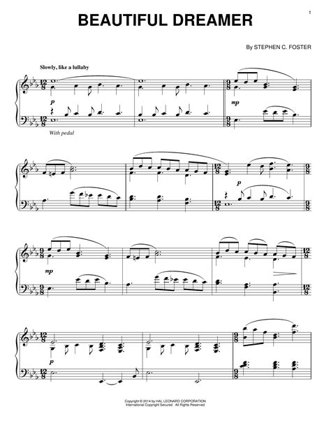 Stephen C. Foster "Beautiful Dreamer" Sheet Music Notes | Download ...