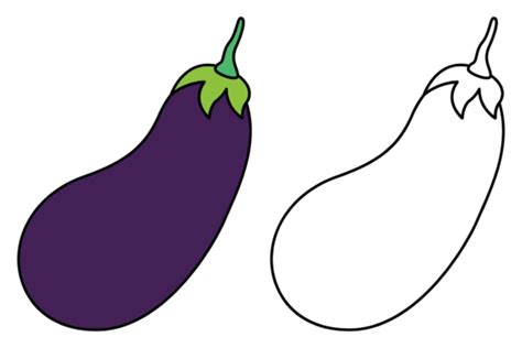 Coloring Eggplant for Kids Graphic by studioisamu · Creative Fabrica