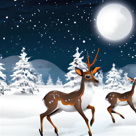 Beautiful Christmas Outdoor Scene with Reindeer and Snow · Creative Fabrica