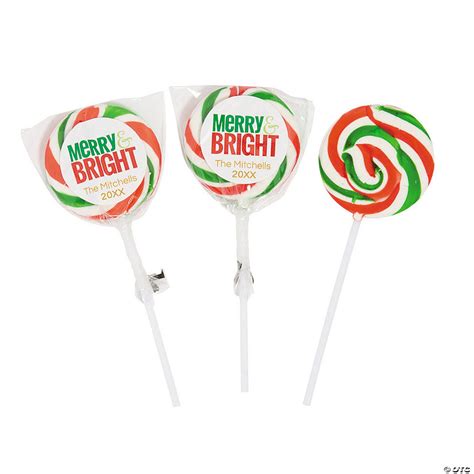 Personalized Holiday Swirl Lollipops - 12 Pc.