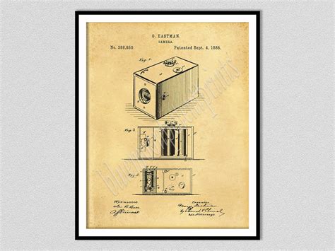 1888 Kodak Box Camera Patent Print, 1888 Kodak Camera Poster, George ...